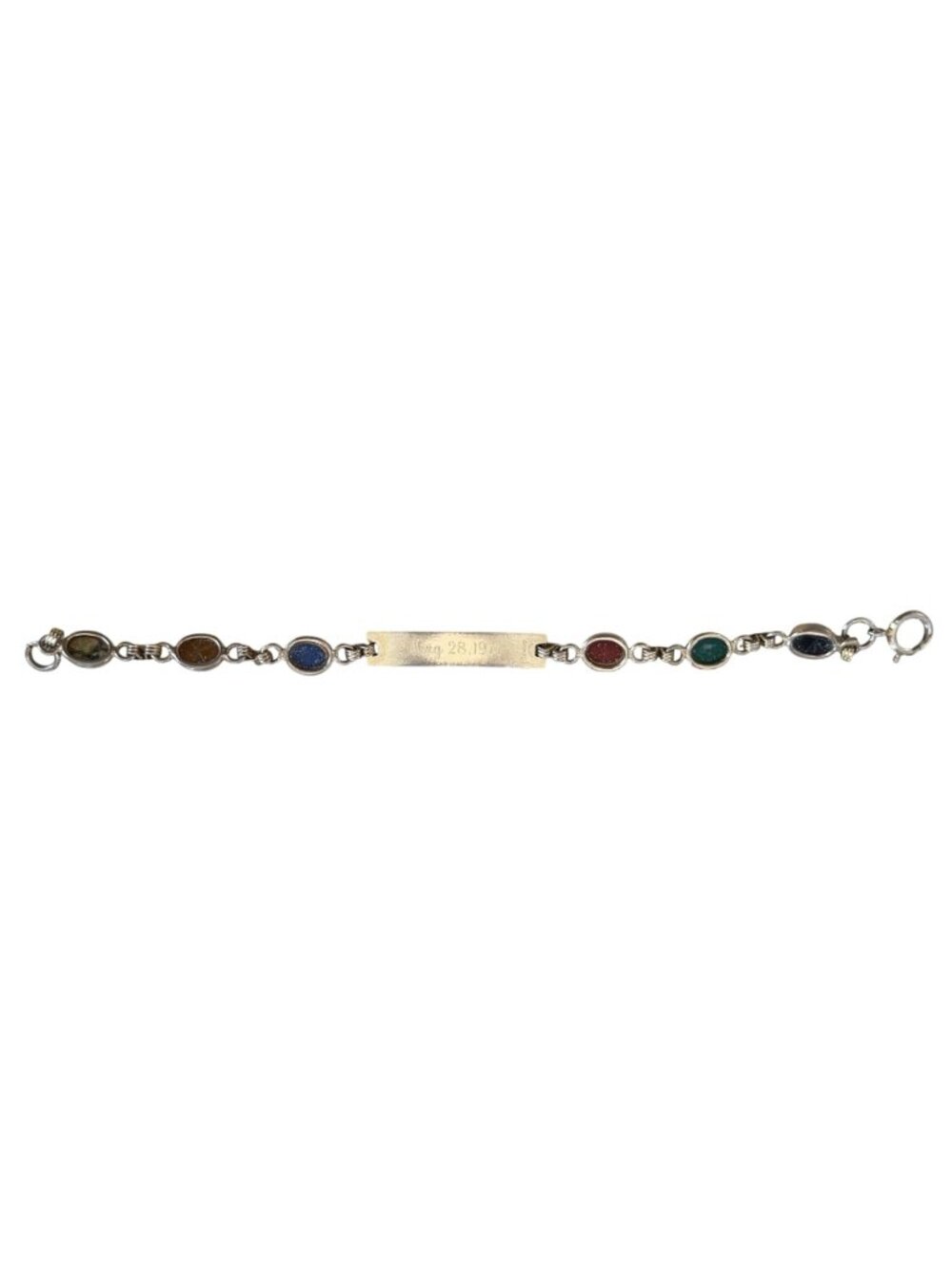 Vintage 1/20 12K Gold-Filled Multi-Stone Scarab Bracelet Engraved Aug 28 1971 9g - Picture 5 of 6